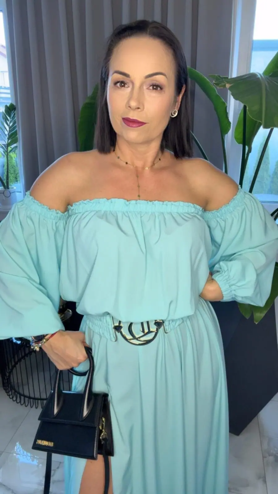 Sukienka hiszpanka turkusowa długa letnia Lola Bianka – miniatura 7 z 12