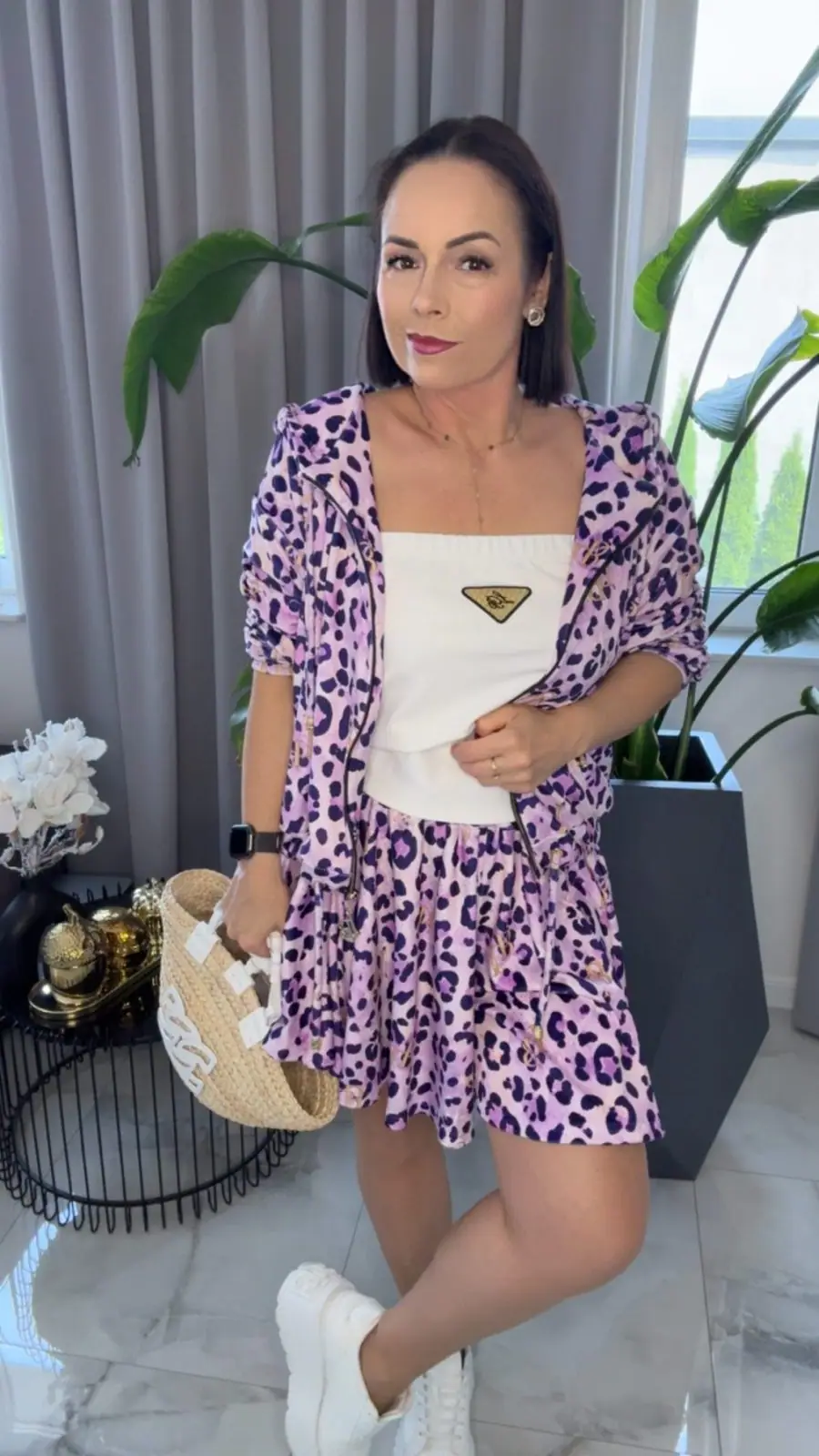 Dres Lola Bianka welurowy panterka fiolet – miniatura 3 z 14