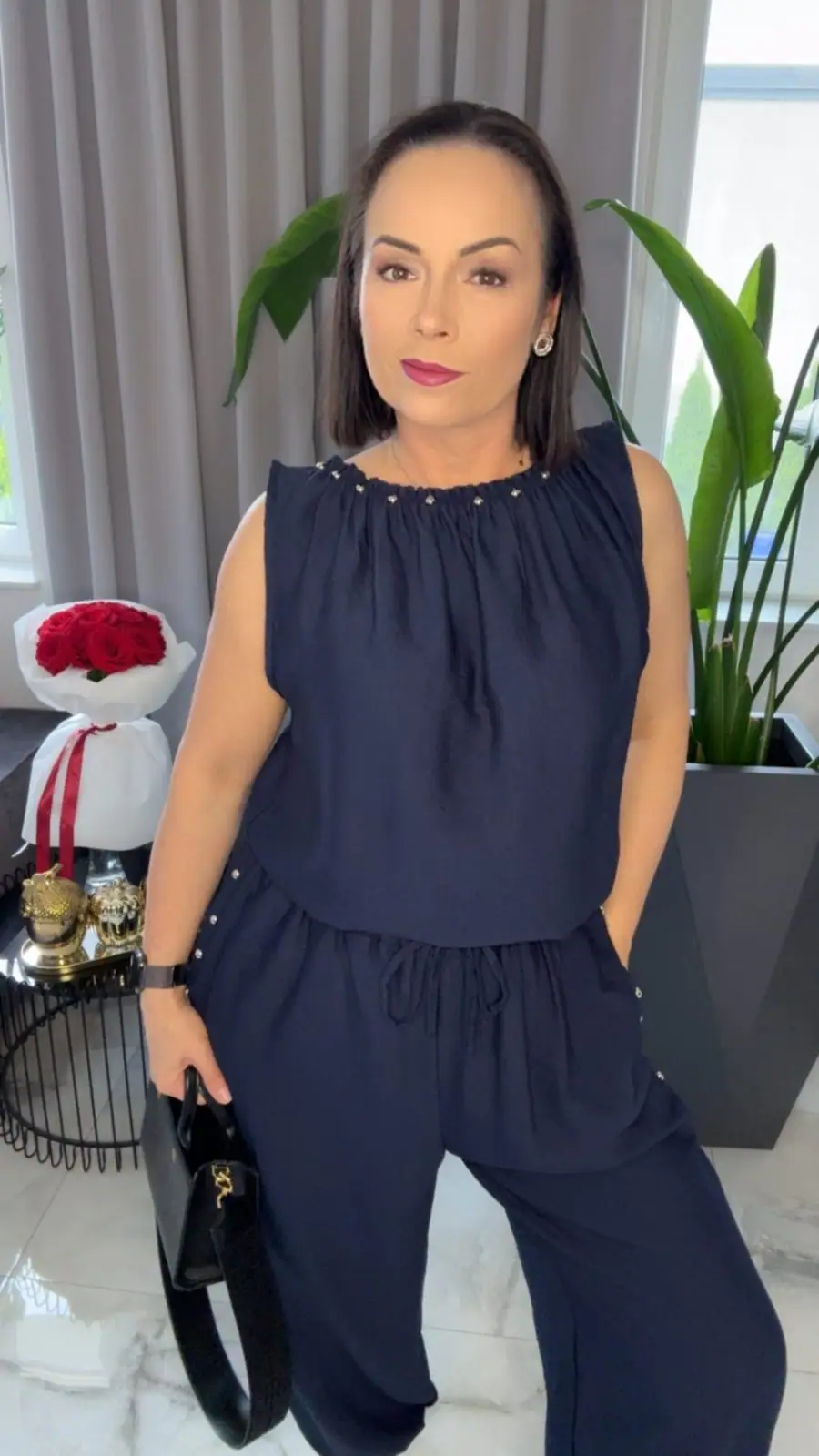 Komplet granatowy dres elegancki wygodny – miniatura 6 z 11