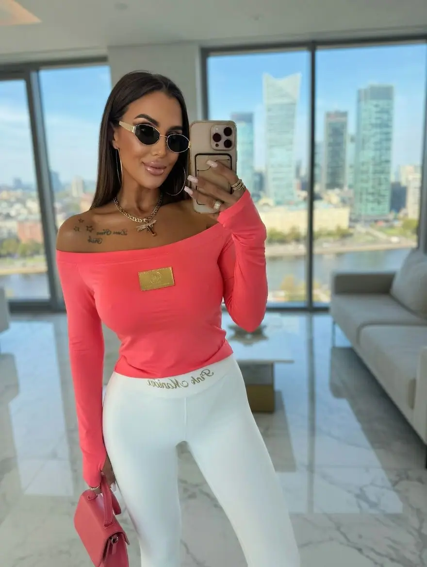 Bluzka Pink Mania hiszpanka neon koral – miniatura 7 z 7