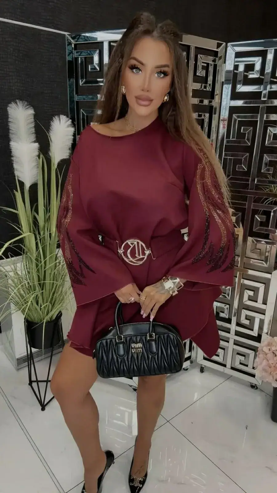Sukienka Lola Bianka bordowa elegancka SALE – miniatura 10 z 10
