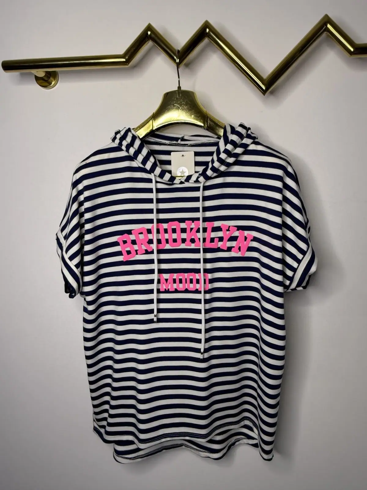 Bluza granatowa z kapturem w paski Brooklyn – miniatura 8 z 11