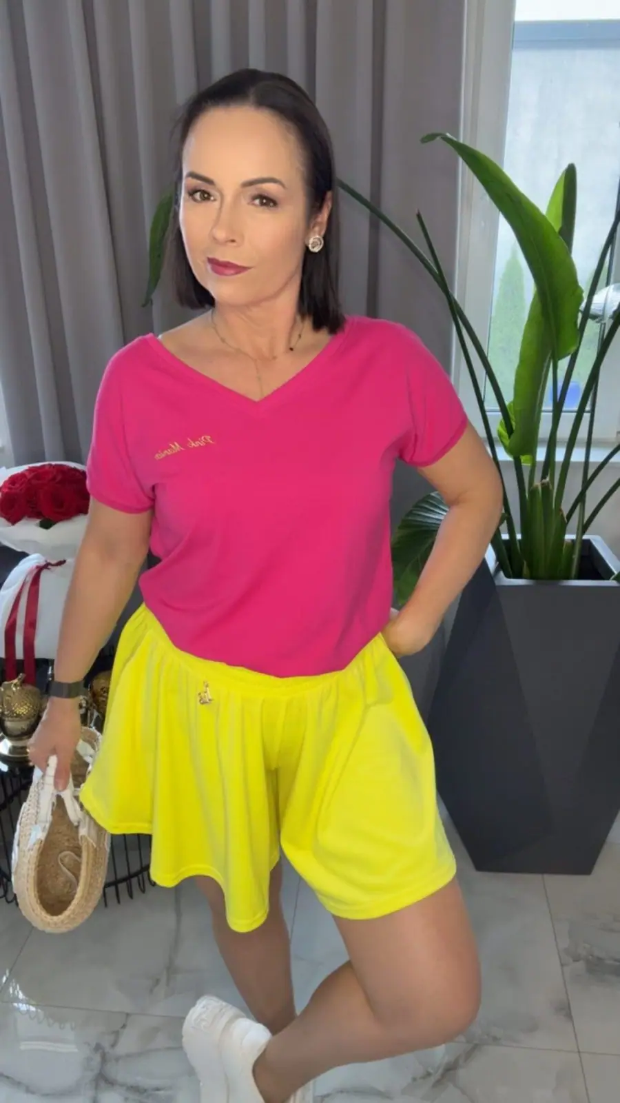 Spodenki Lola Bianka welurowe neon żółty – miniatura 4 z 9