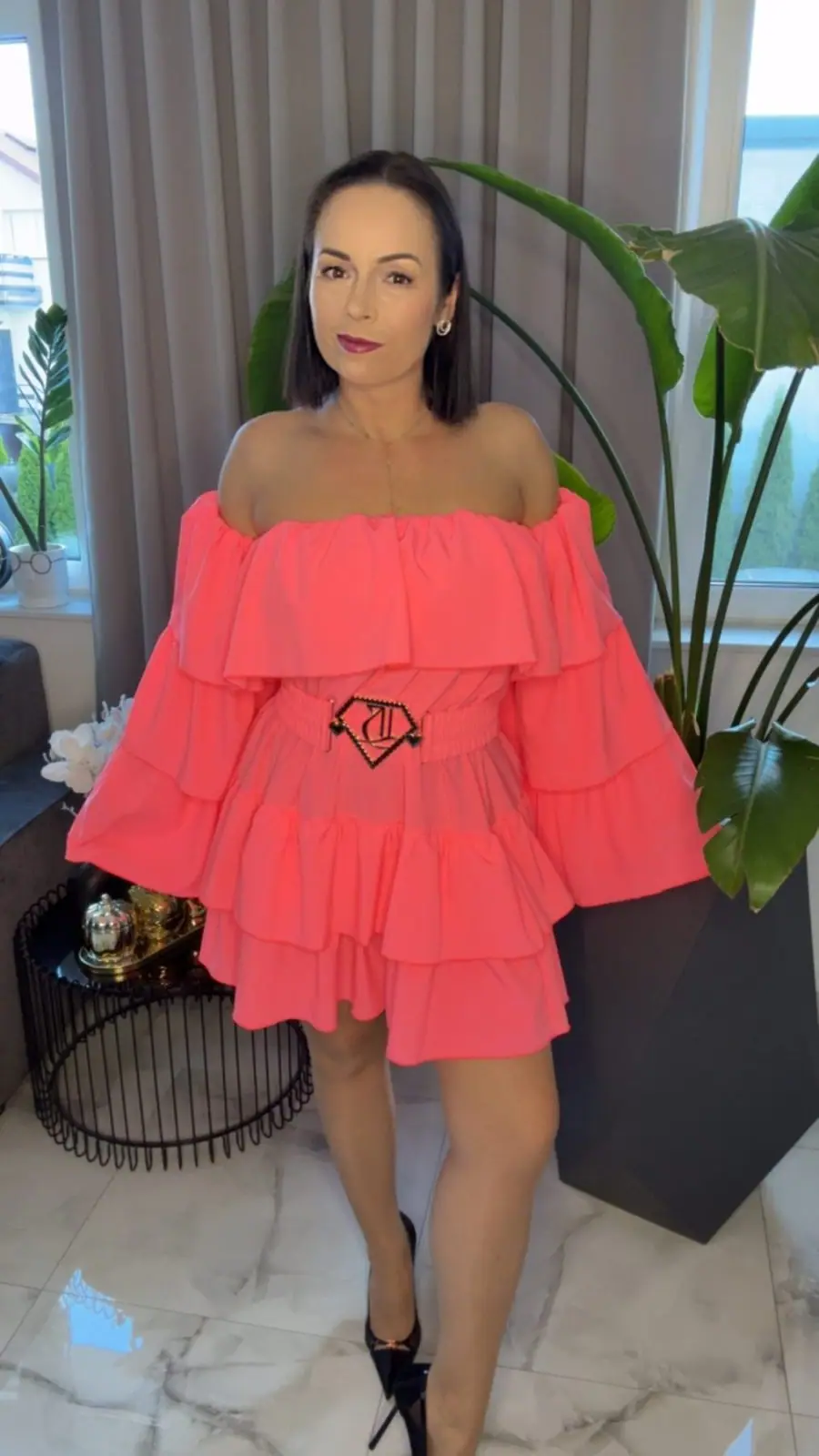 Sukienka Lola Bianka hiszpanka koral neon – miniatura 7 z 12