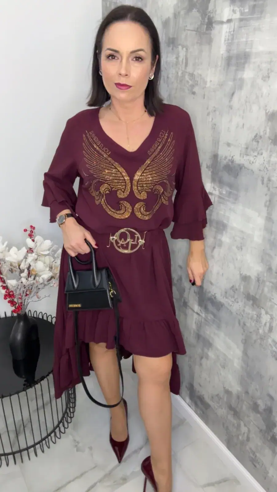 Sukienka Lola Bianka bordowa hiszpanka – miniatura 4 z 11