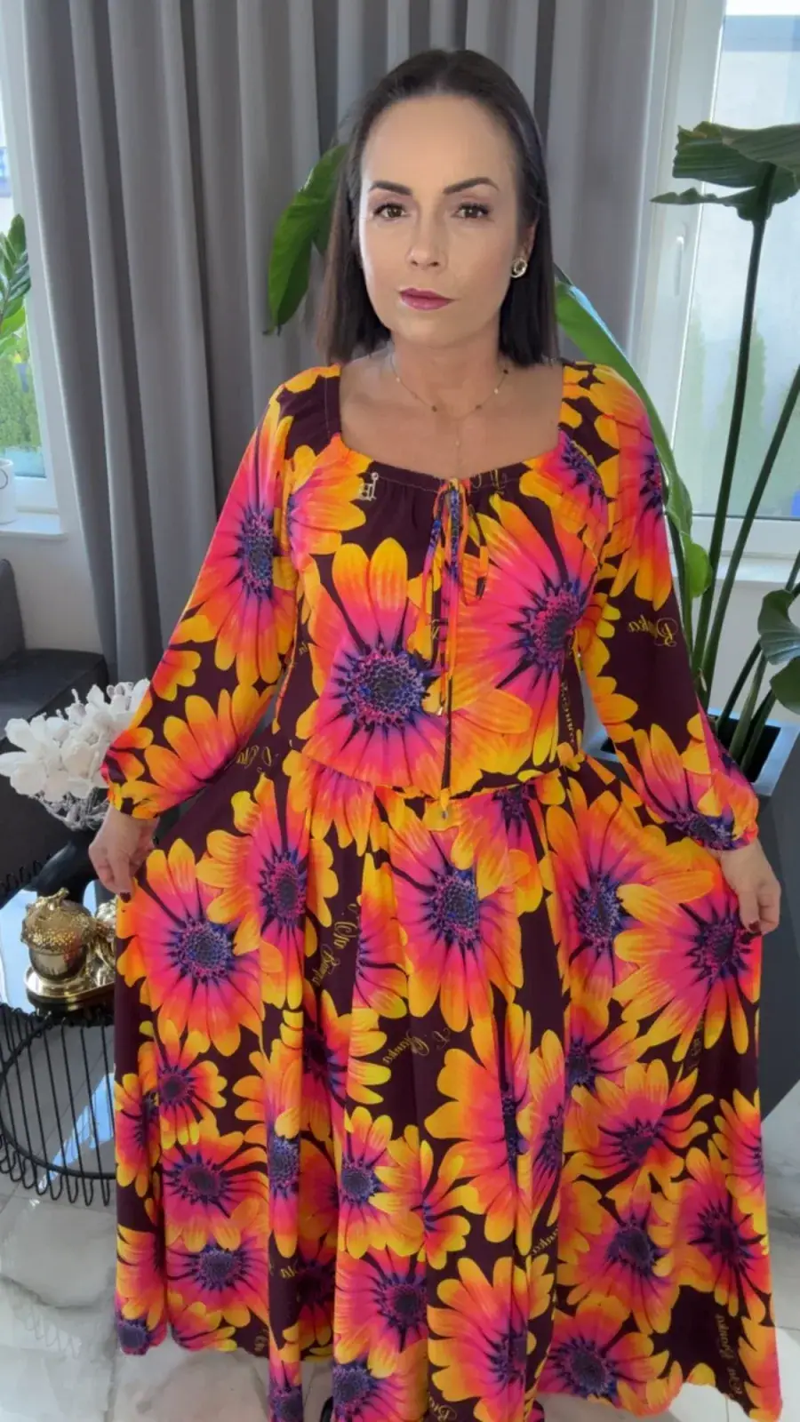 Sukienka Lola Bianka hiszpanka maxi kwiaty – miniatura 3 z 14