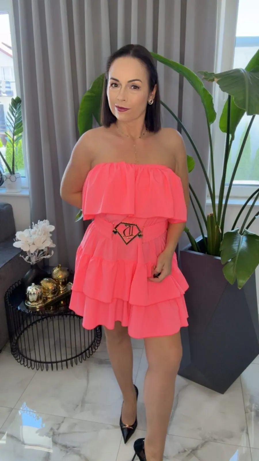 Sukienka Lola Bianka hiszpanka koral neon – miniatura 5 z 12