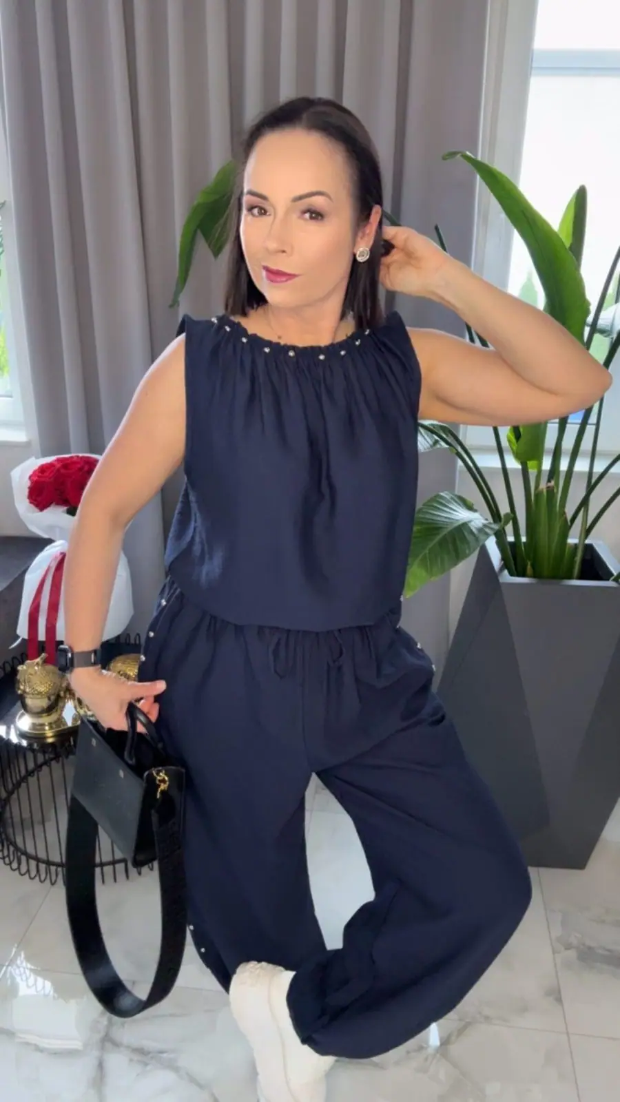 Komplet granatowy dres elegancki wygodny – miniatura 3 z 11