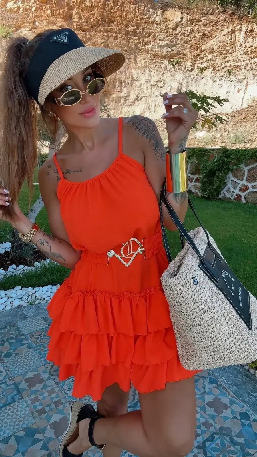 Sukienka Lola Bianka letnia neon pomarańcz – miniatura 10 z 10
