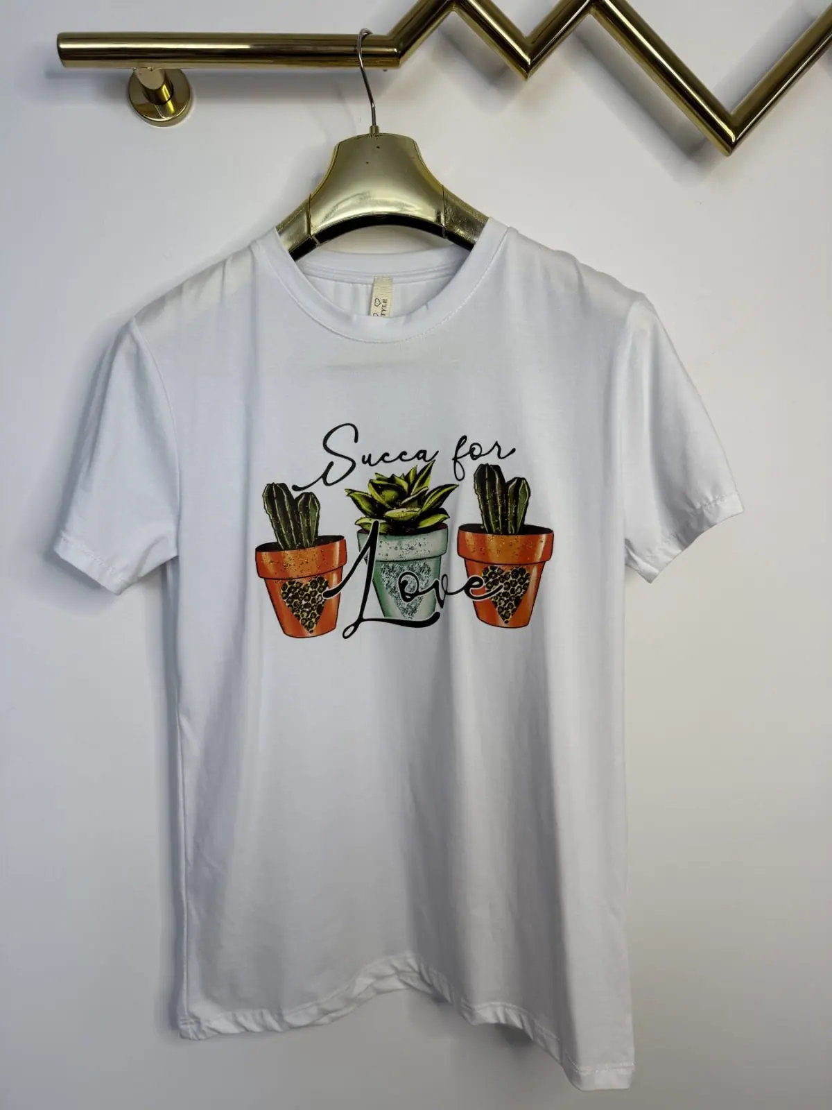 Bluzka bawełniana biały tshirt wygodny – miniatura 5 z 8