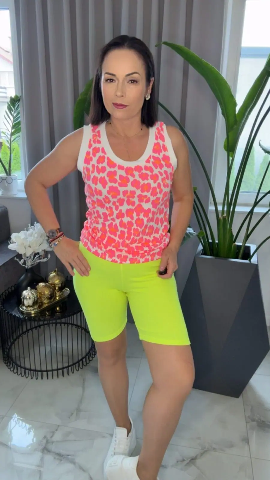 Leginsy kolarki Lola Bianka Pink Mania neon – miniatura 2 z 8