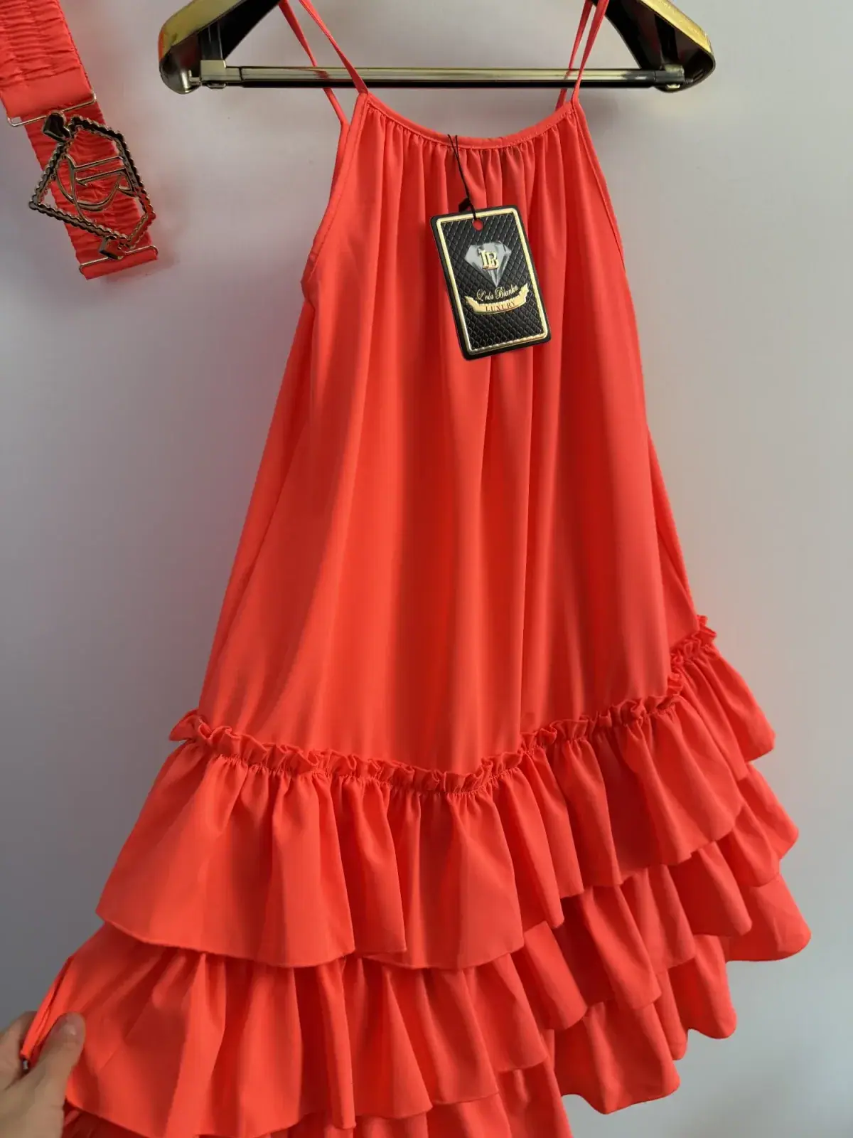 Sukienka Lola Bianka letnia neon pomarańcz – miniatura 7 z 10