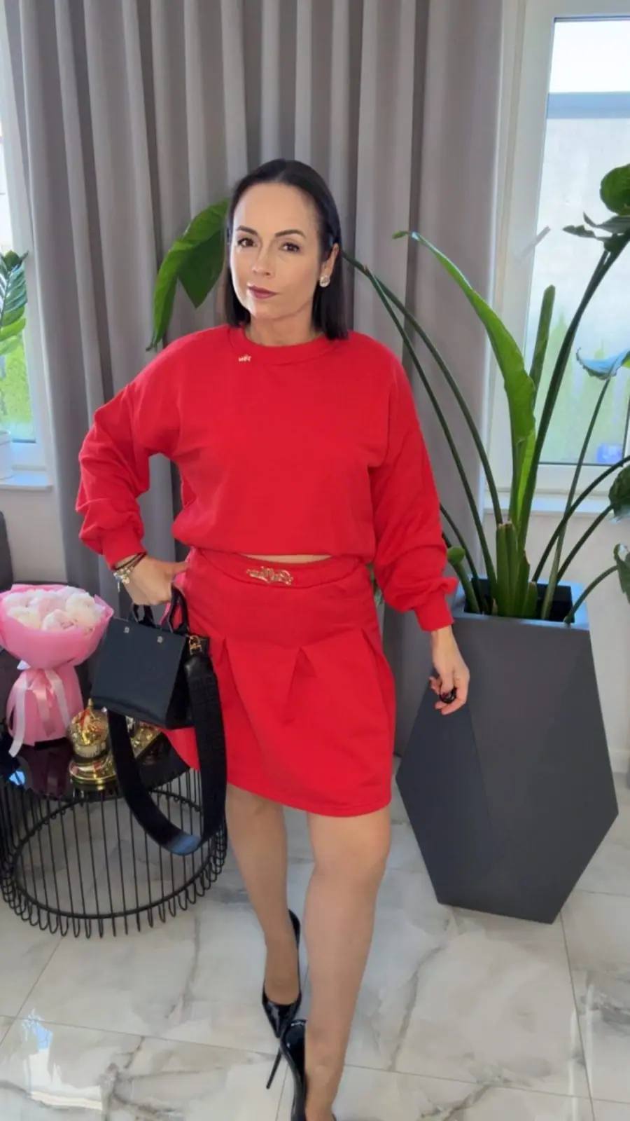 Komplet czerwony Pink Mania Lola Bianka bluza ze spódniczką – miniatura 4 z 9