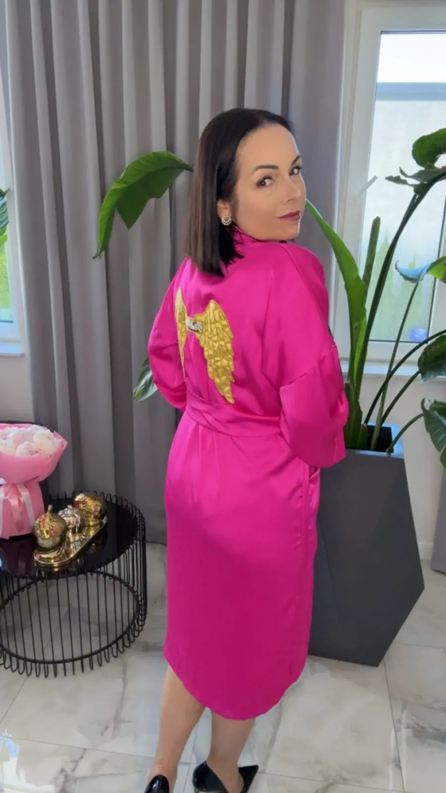 Szlafrok różowy satynowy Pink Mania Lola Bianka – miniatura 7 z 13