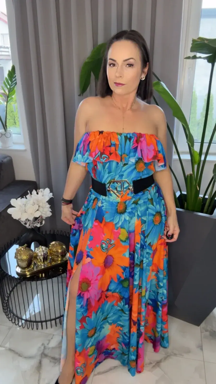 Sukienka Lola Bianka hiszpanka maxi kwiaty – miniatura 7 z 13