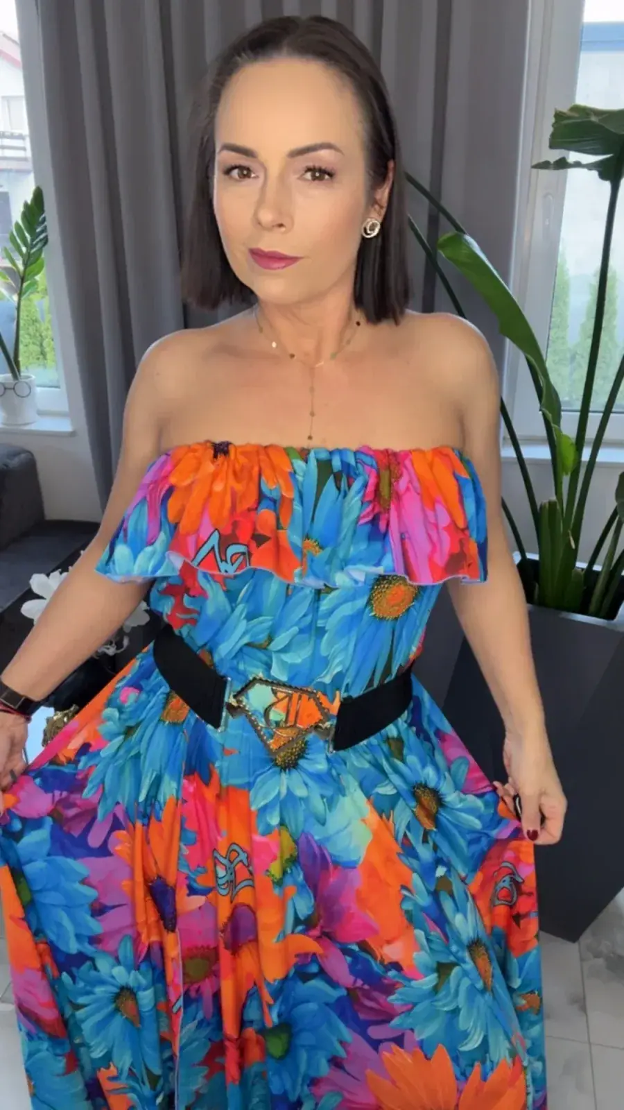 Sukienka Lola Bianka hiszpanka maxi kwiaty – miniatura 5 z 13