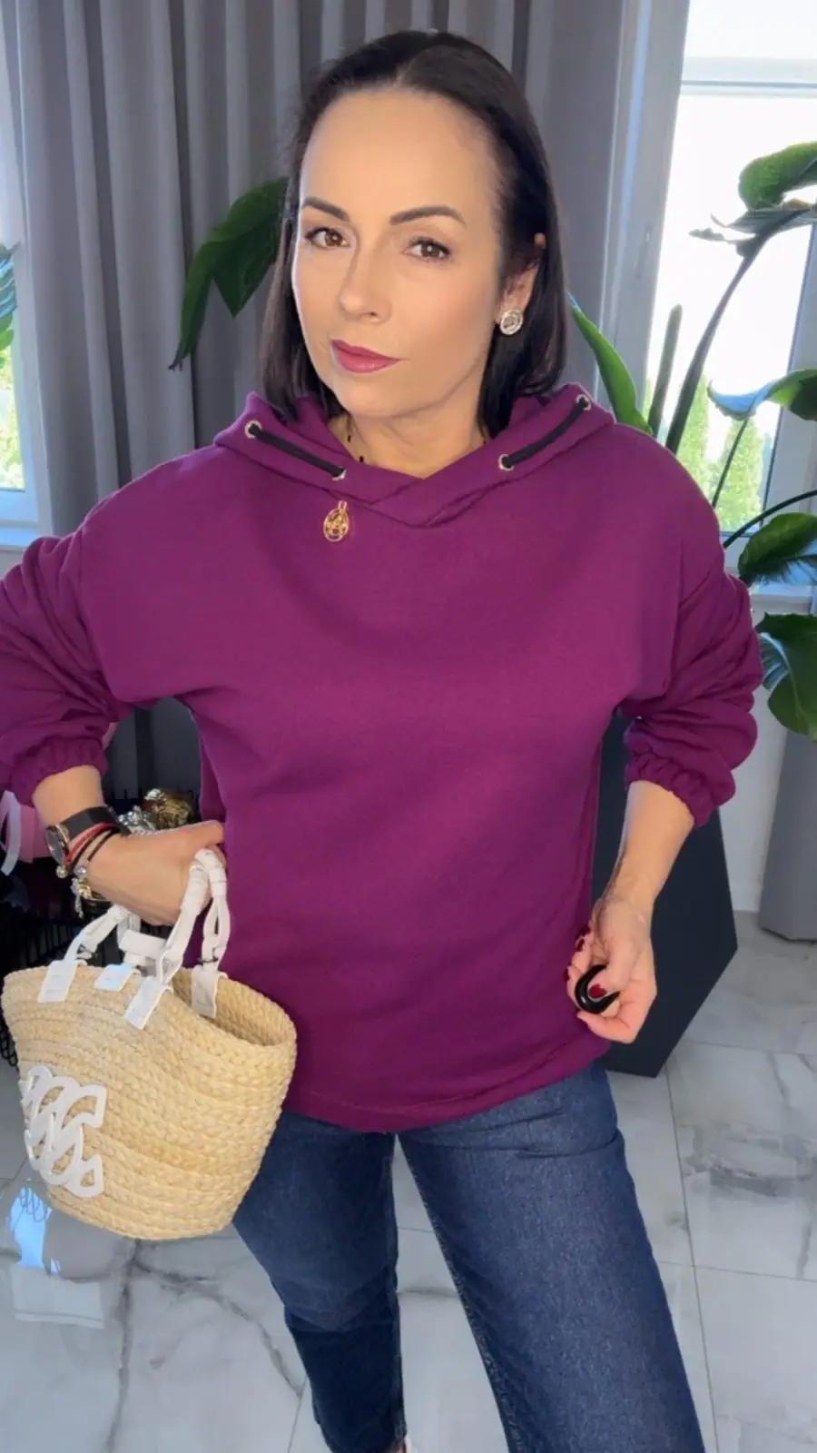 Bluza Pink Mania fioletowa z kapturem – miniatura 4 z 14