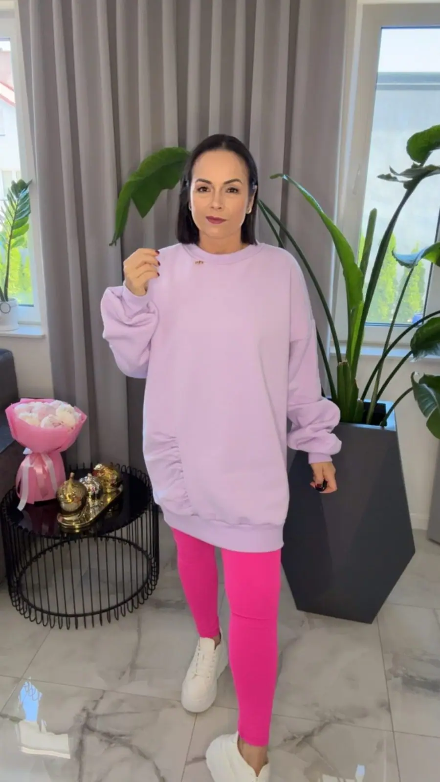 Bluza Pink Mania fioletowa długa cieplutka – miniatura 6 z 9