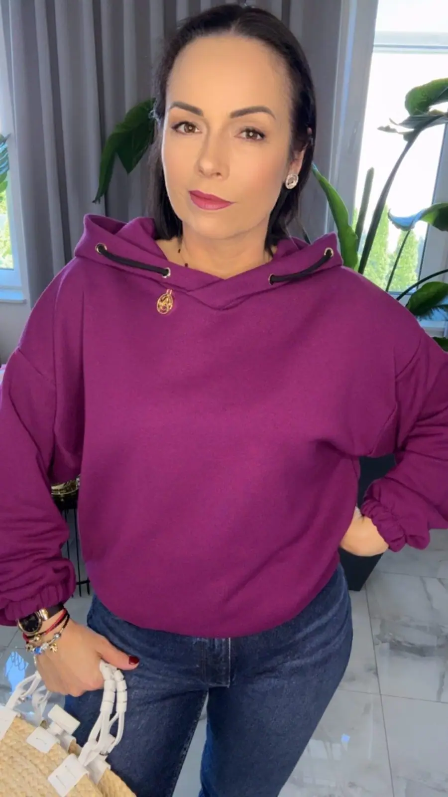 Bluza Pink Mania fioletowa z kapturem – miniatura 3 z 14
