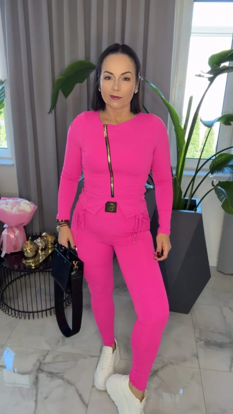 Komplet różowy Pink Mania bluzka leginsy piękny zestaw – miniatura 8 z 14