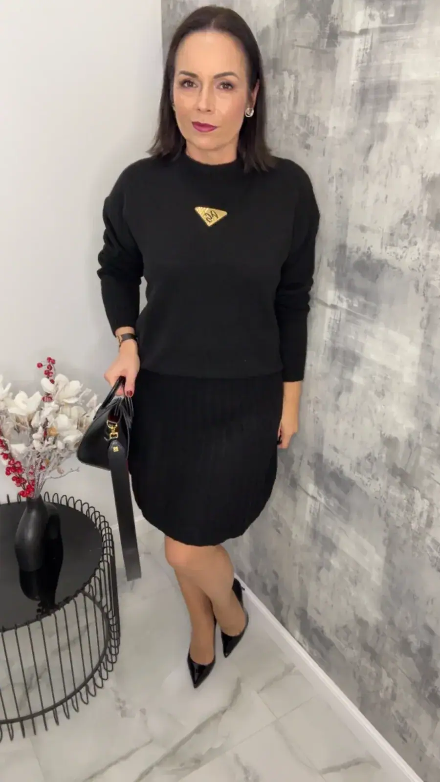 Komplet Lola Bianka czarny dzianinowy – miniatura 3 z 8