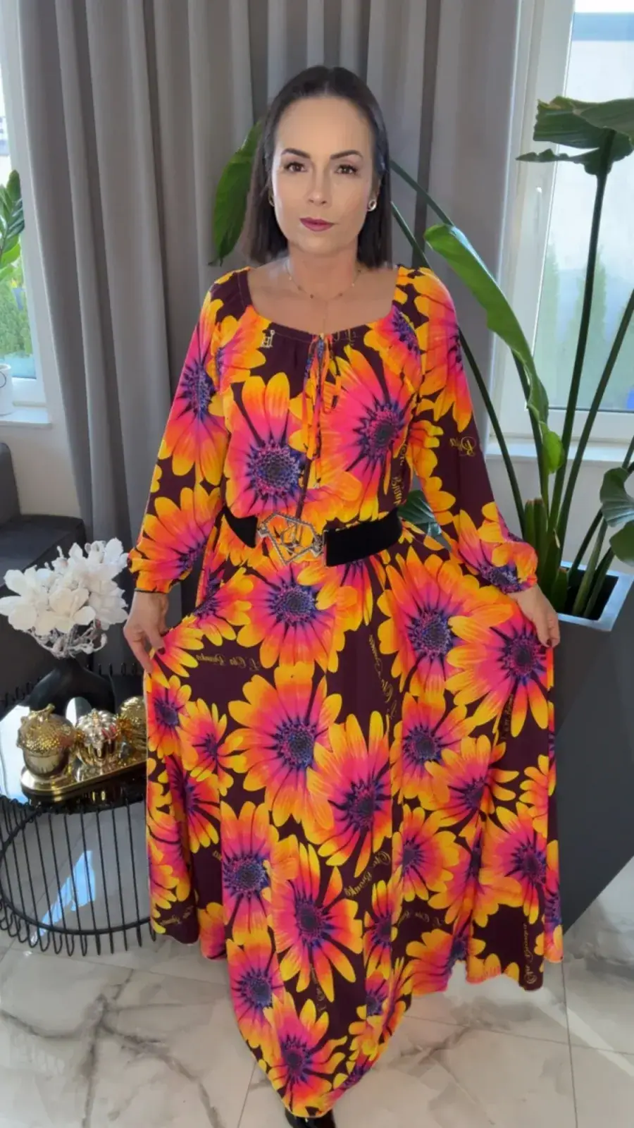 Sukienka Lola Bianka hiszpanka maxi kwiaty – miniatura 6 z 14