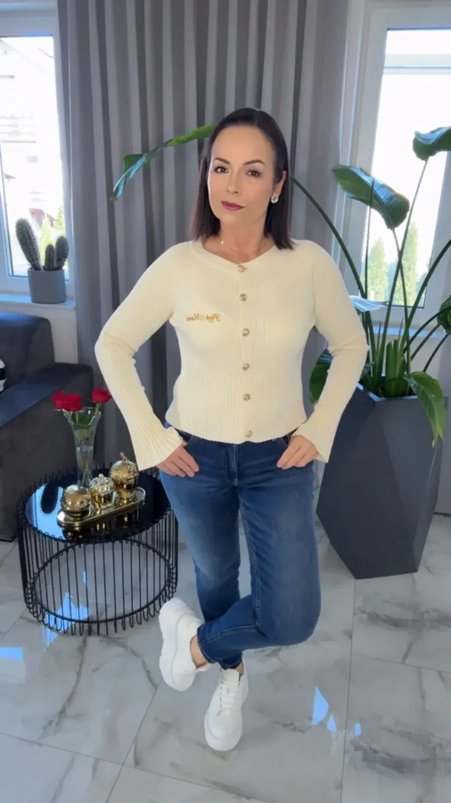 Sweter Pink Mania kremowy – miniatura 6 z 12