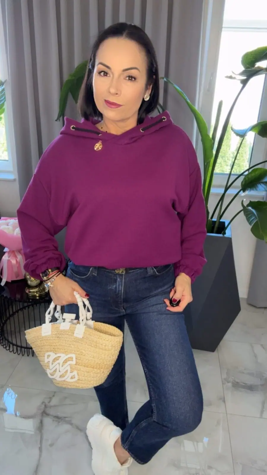 Bluza Pink Mania fioletowa z kapturem – miniatura 6 z 14