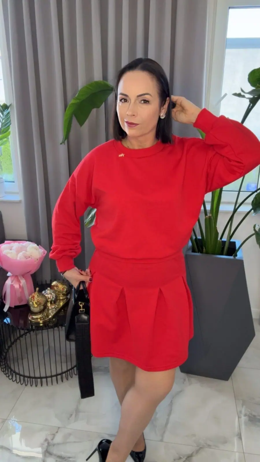 Komplet czerwony Pink Mania Lola Bianka bluza ze spódniczką – miniatura 5 z 9