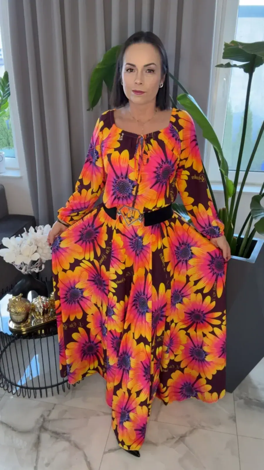 Sukienka Lola Bianka hiszpanka maxi kwiaty – miniatura 4 z 14