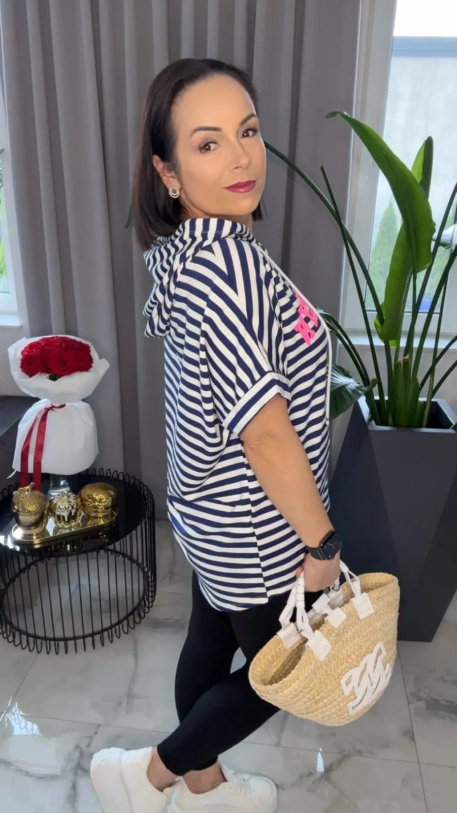 Bluza granatowa z kapturem w paski Brooklyn – miniatura 6 z 11