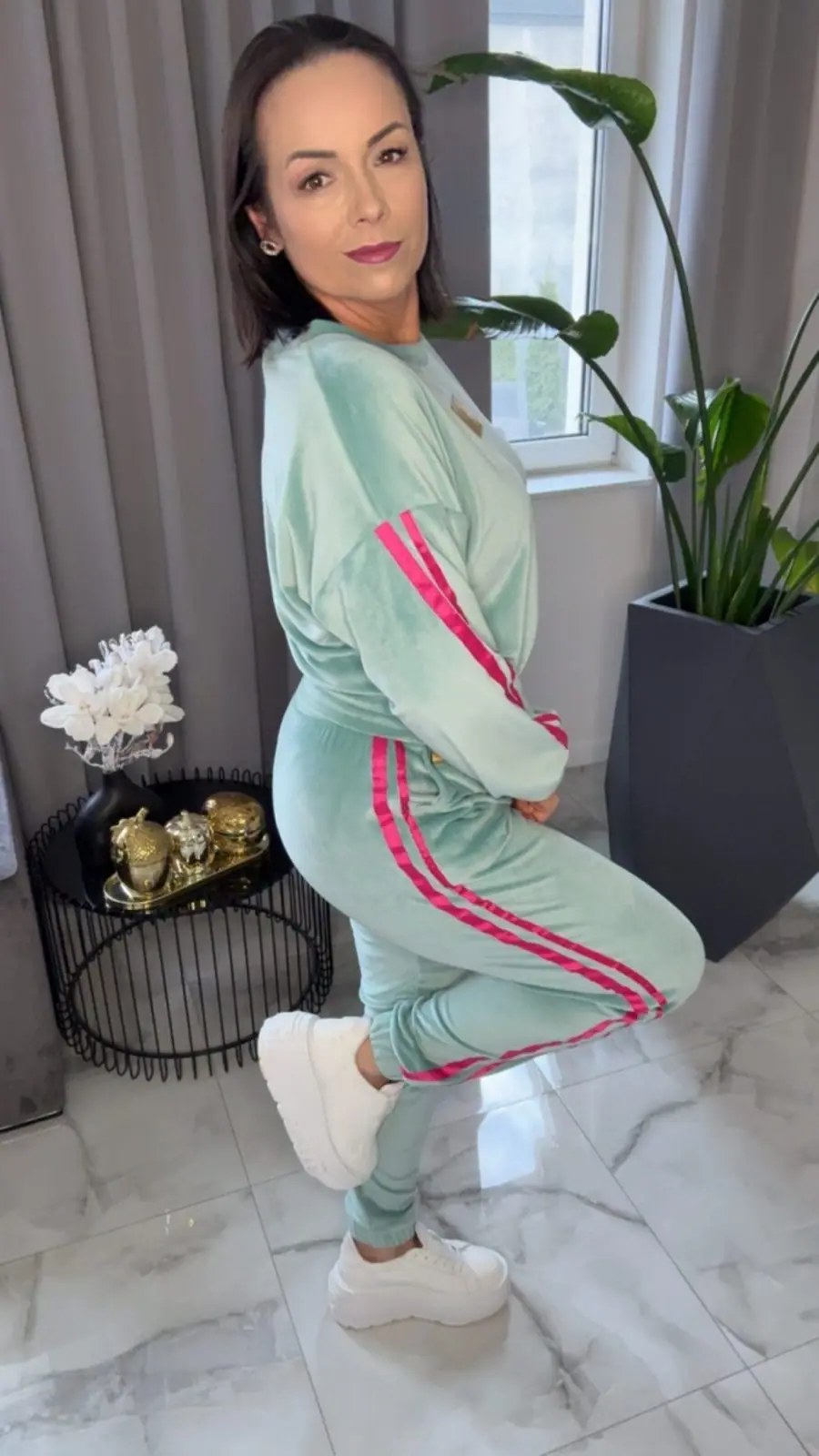 Dres Pink Mania welurowy matcha – miniatura 4 z 9