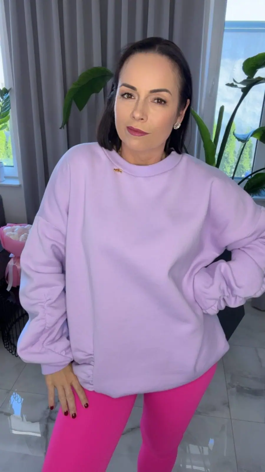 Bluza Pink Mania fioletowa długa cieplutka – miniatura 4 z 9