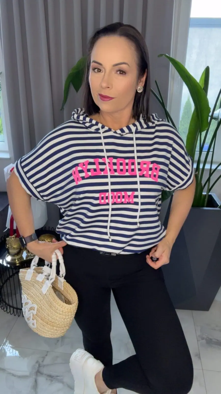 Bluza granatowa z kapturem w paski Brooklyn – miniatura 3 z 11