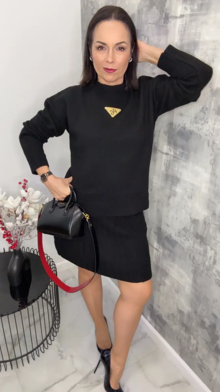 Komplet Lola Bianka czarny dzianinowy – miniatura 2 z 8