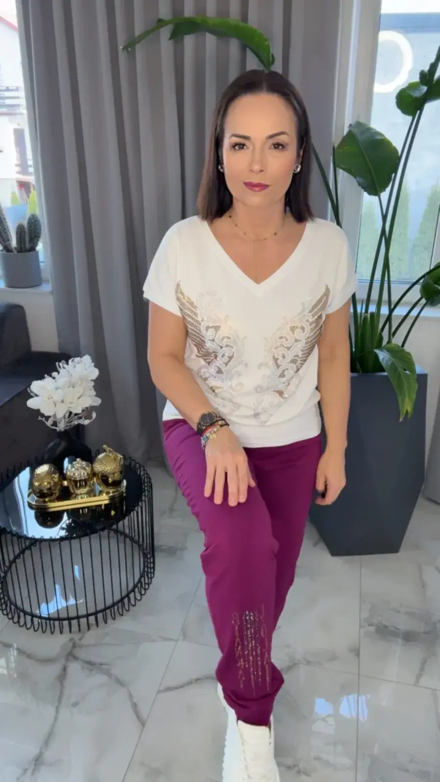 Spodnie Lola Bianka dresowe fioletowe – miniatura 3 z 9