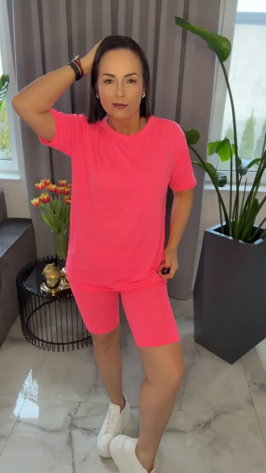 Komplet letni tshirt i kolarki neon koral – miniatura 8 z 12