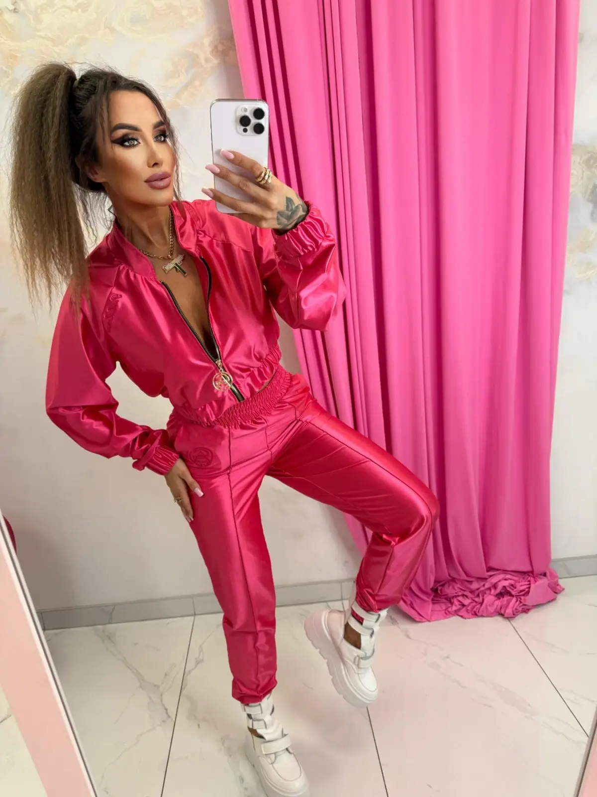 Dres różowy Lola Bianka Pink Mania satynowy – miniatura 14 z 14