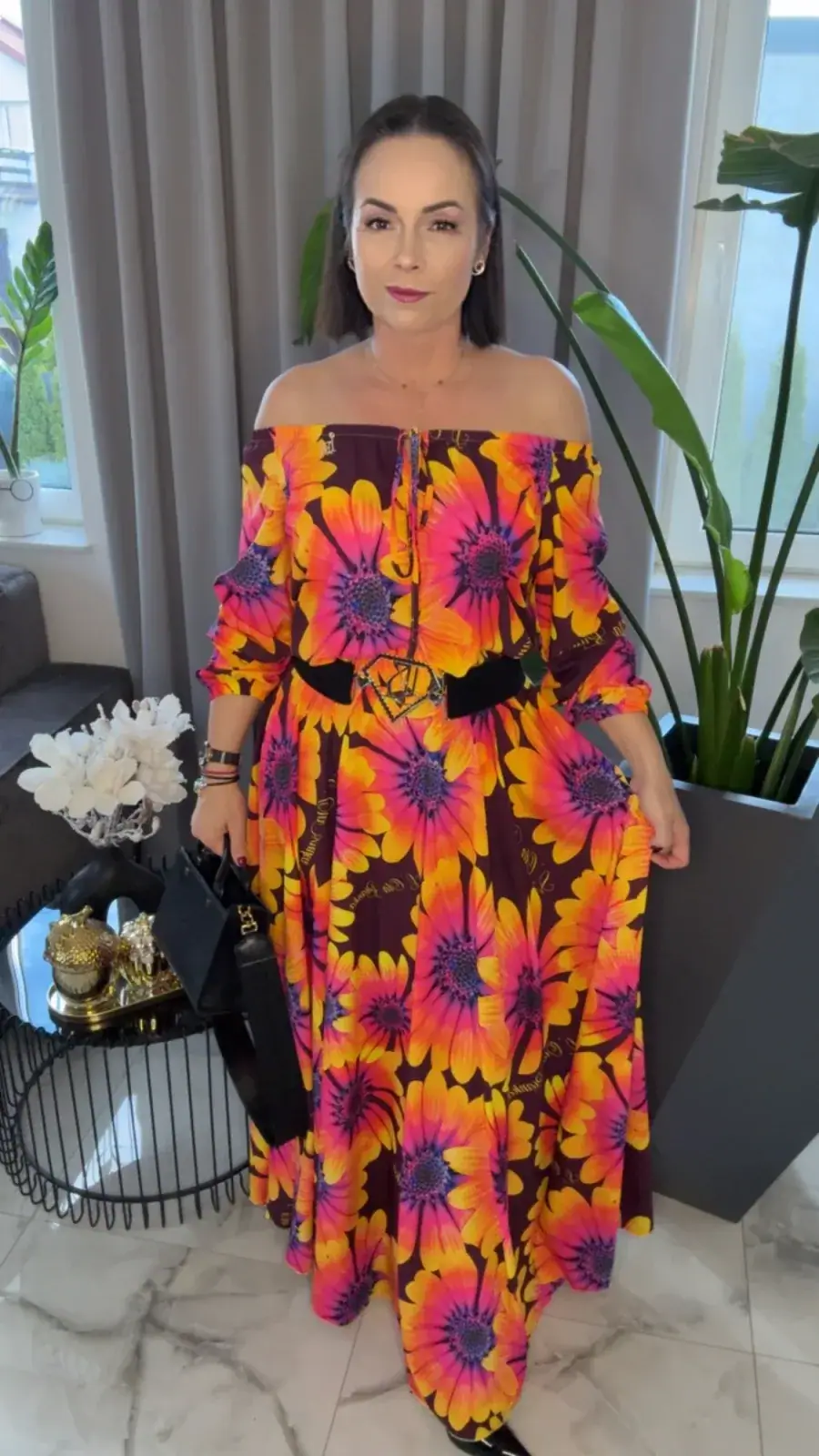 Sukienka Lola Bianka hiszpanka maxi kwiaty – miniatura 7 z 14