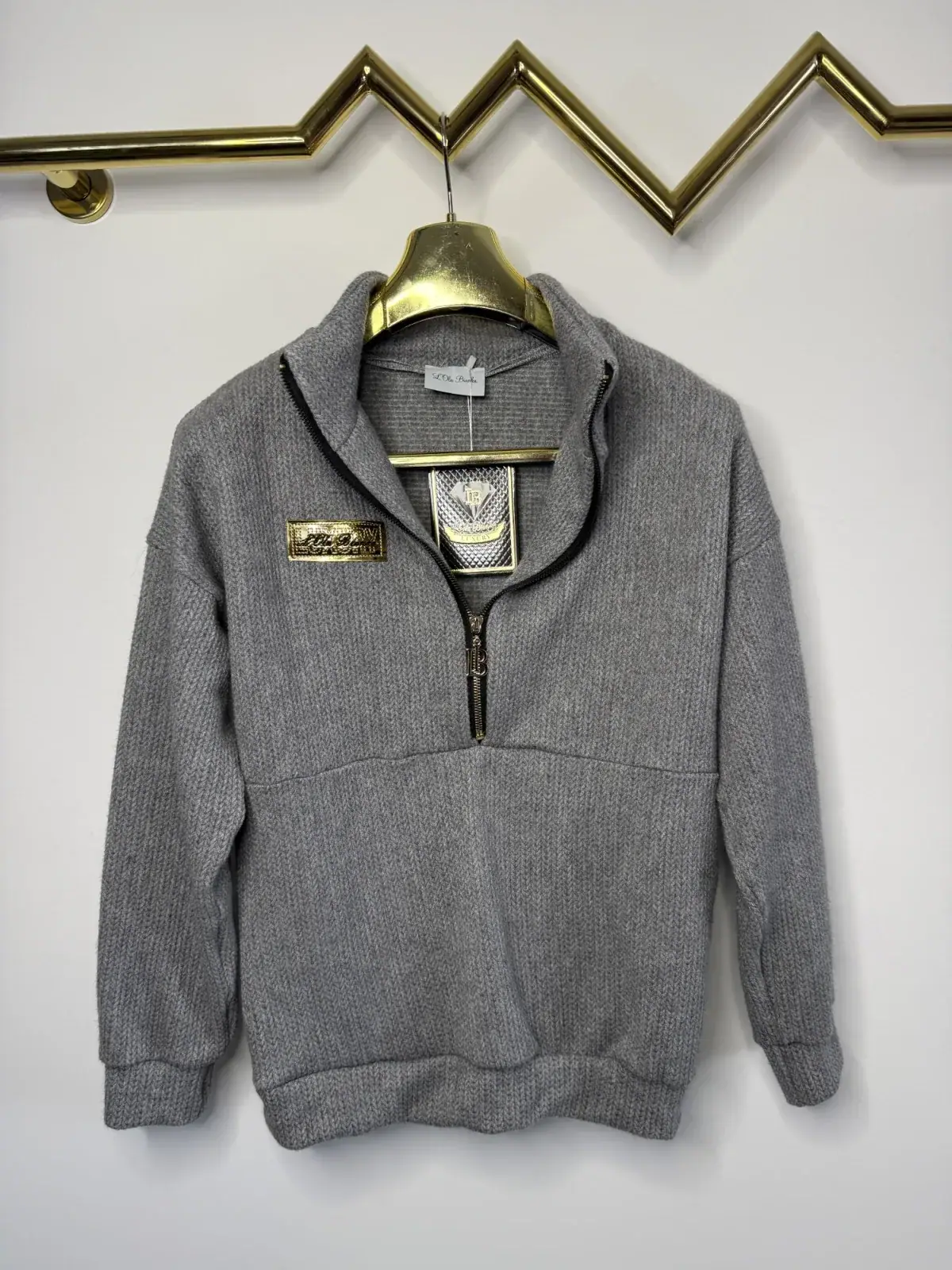 Bluza szara Lola Bianka dzianinowa – miniatura 6 z 9