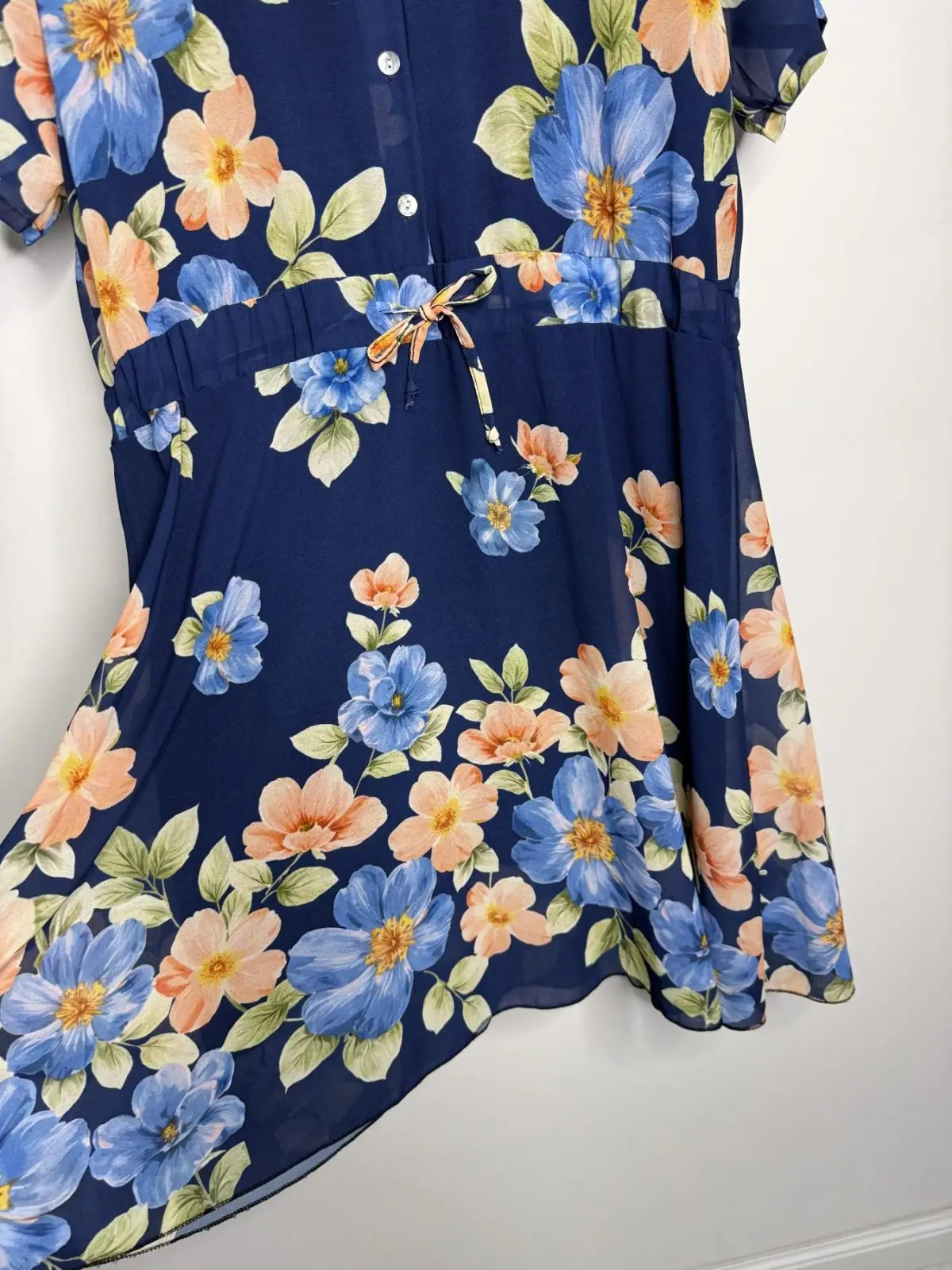 Sukienka elegancka chabrowa w kwiaty – miniatura 12 z 14