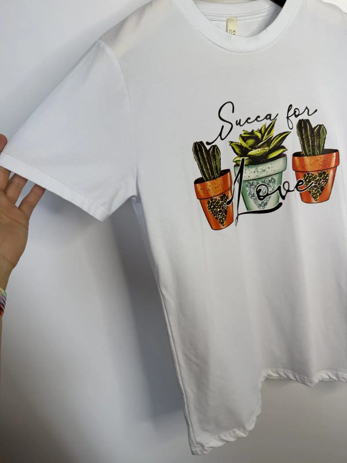 Bluzka bawełniana biały tshirt wygodny – miniatura 7 z 8