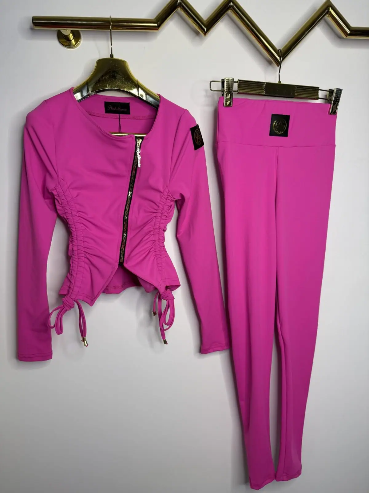 Komplet różowy Pink Mania bluzka leginsy piękny zestaw – miniatura 9 z 14