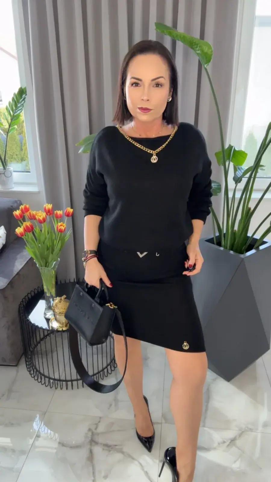 Komplet Lola Bianka czarny dzianinowy – miniatura 3 z 7