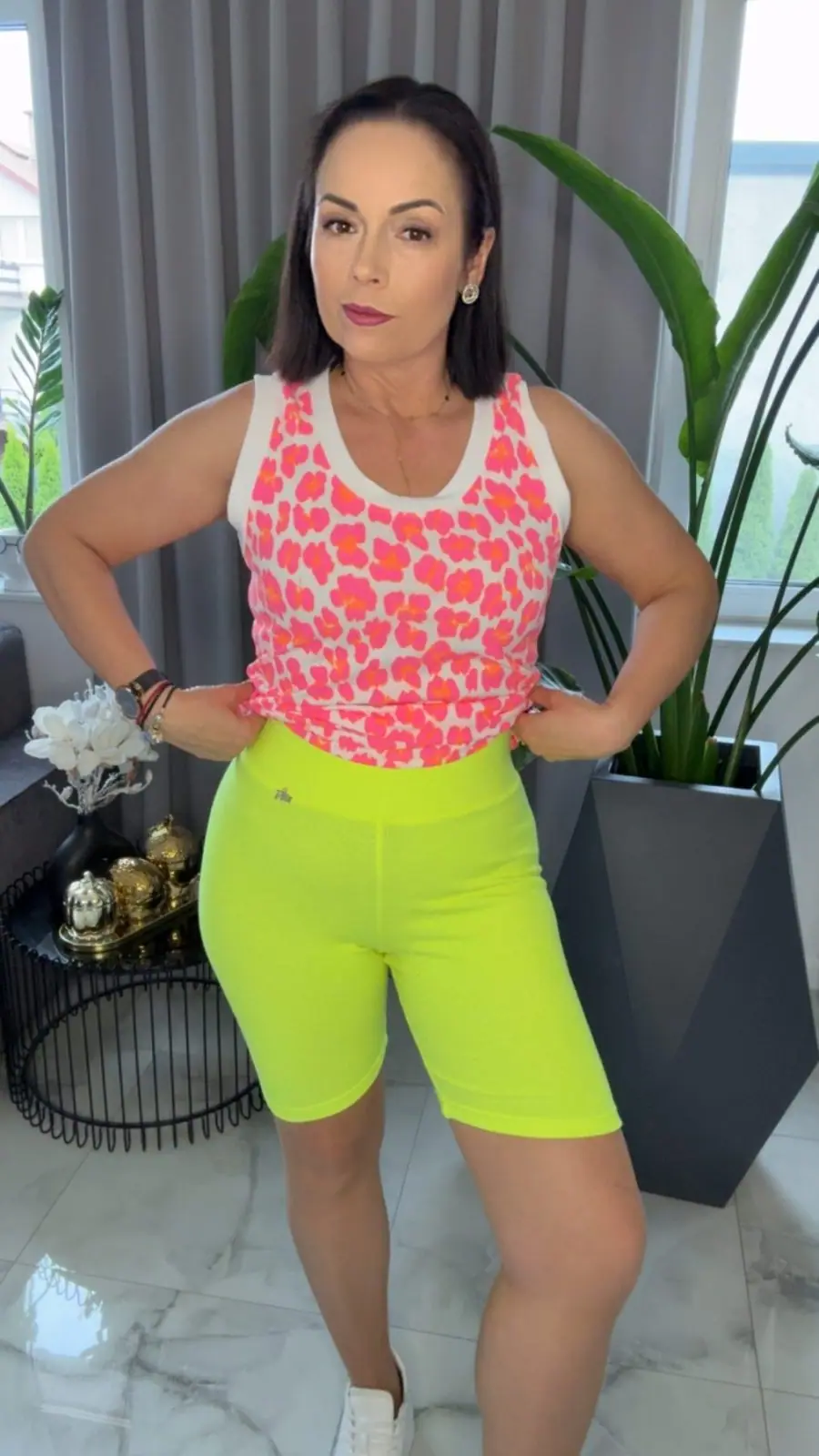 Leginsy kolarki Lola Bianka Pink Mania neon – miniatura 3 z 8