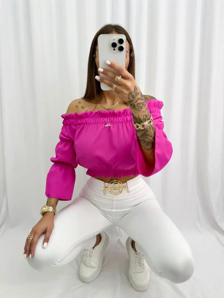 Bluzka hiszpanka Pink Mania Lola Bianka różowa – miniatura 7 z 12