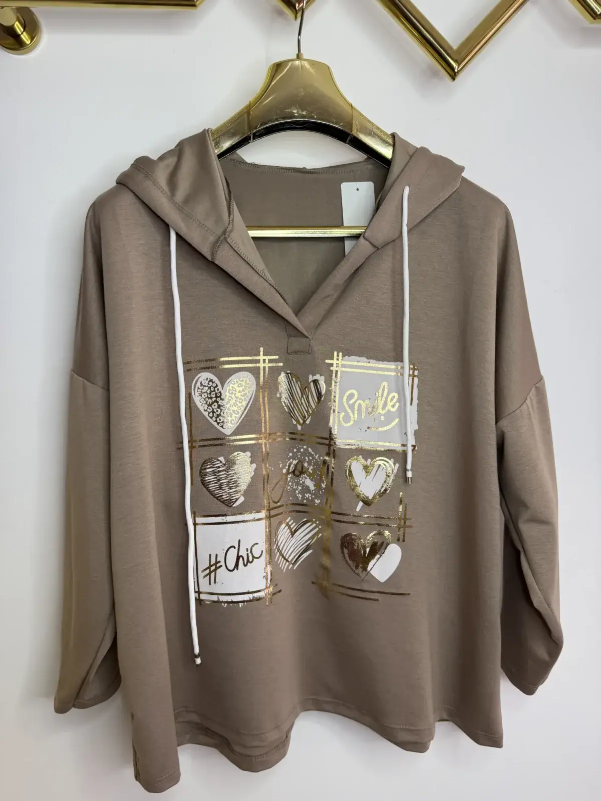 Bluza beżowa tunika wygodna – miniatura 6 z 8