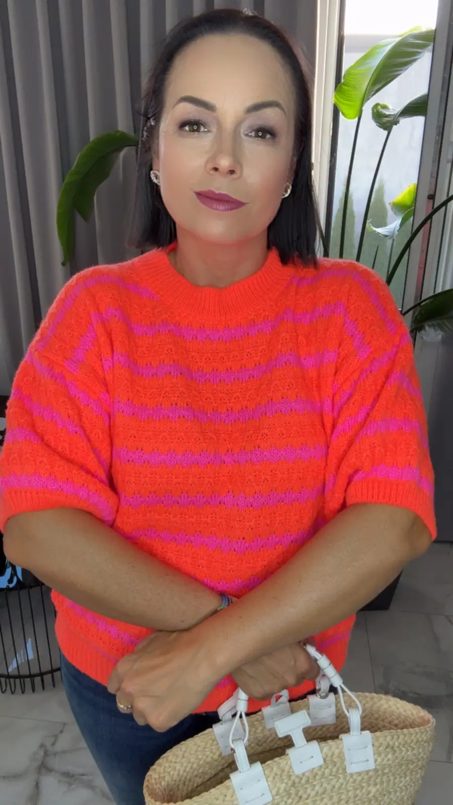 Sweter neon pomarańcz krótki rękaw – miniatura 4 z 9