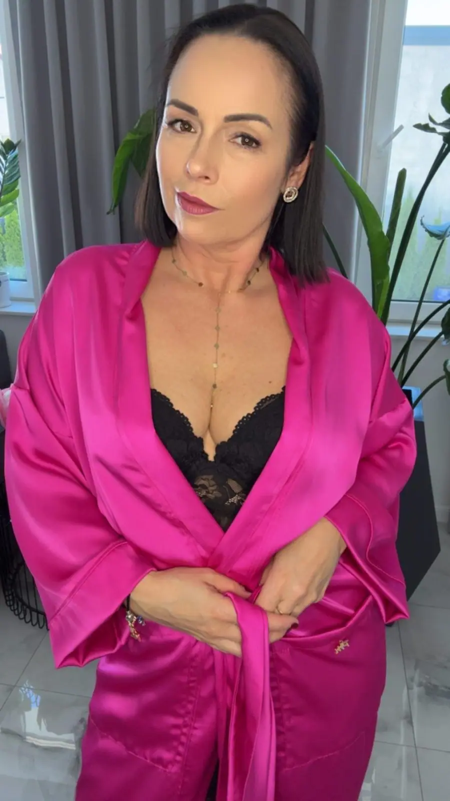 Szlafrok różowy satynowy Pink Mania Lola Bianka – miniatura 3 z 13