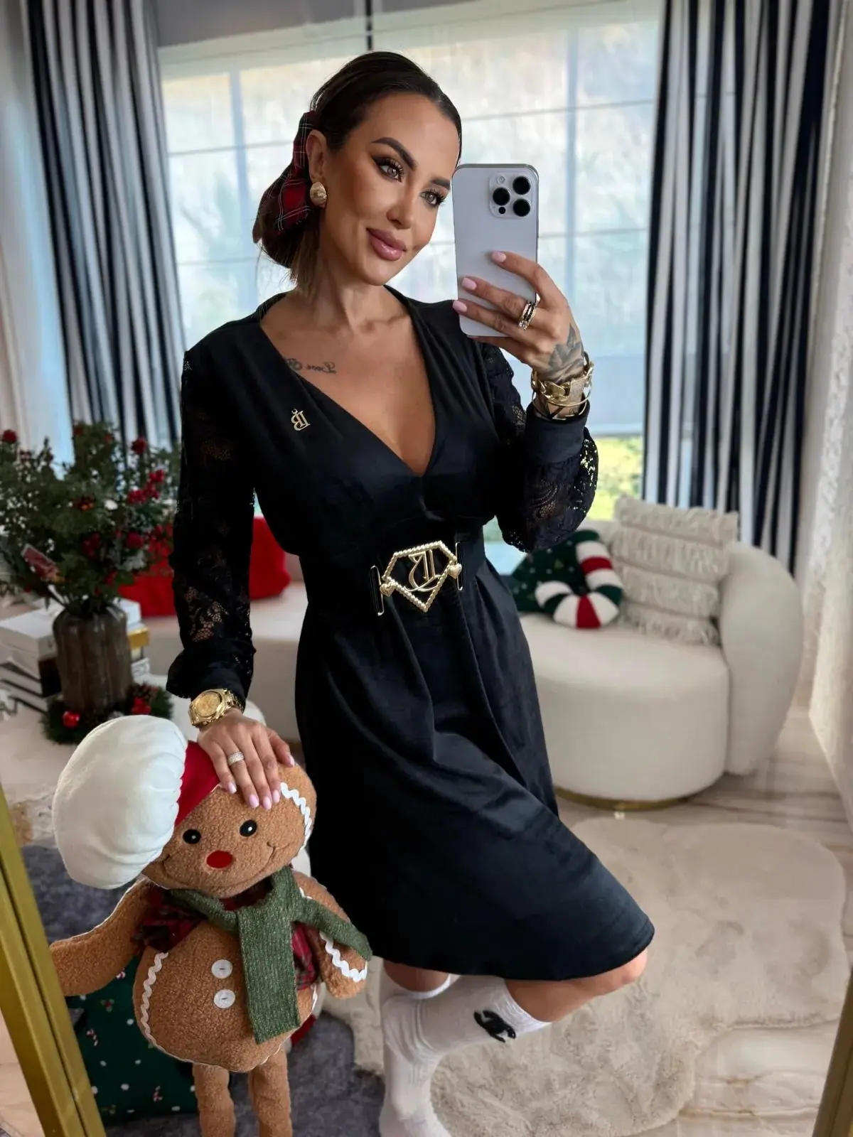 Sukienka Lola Bianka czarna welurowa SALE – miniatura 12 z 12